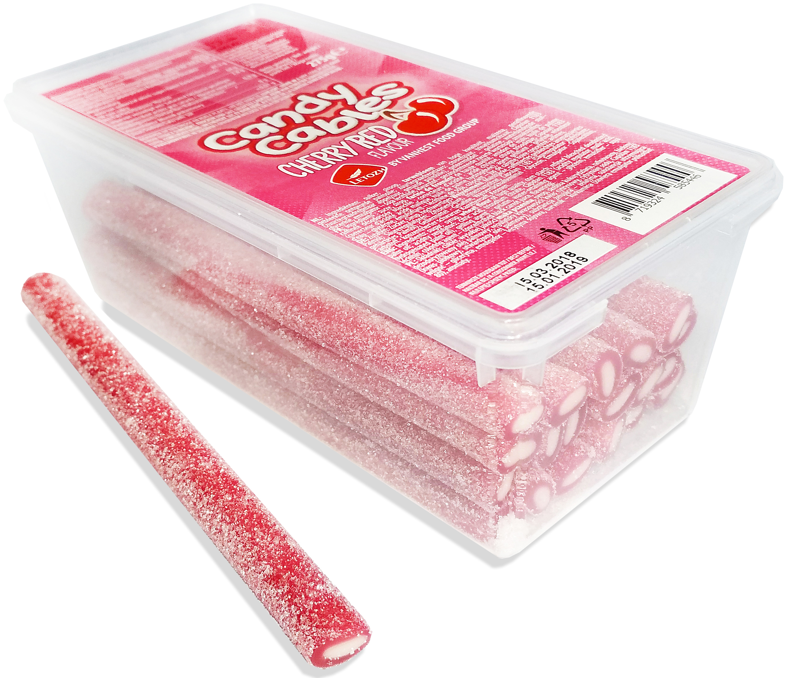 Cables со вкусом cherry flavour sweets in sour-sweet dusting, jelly filled