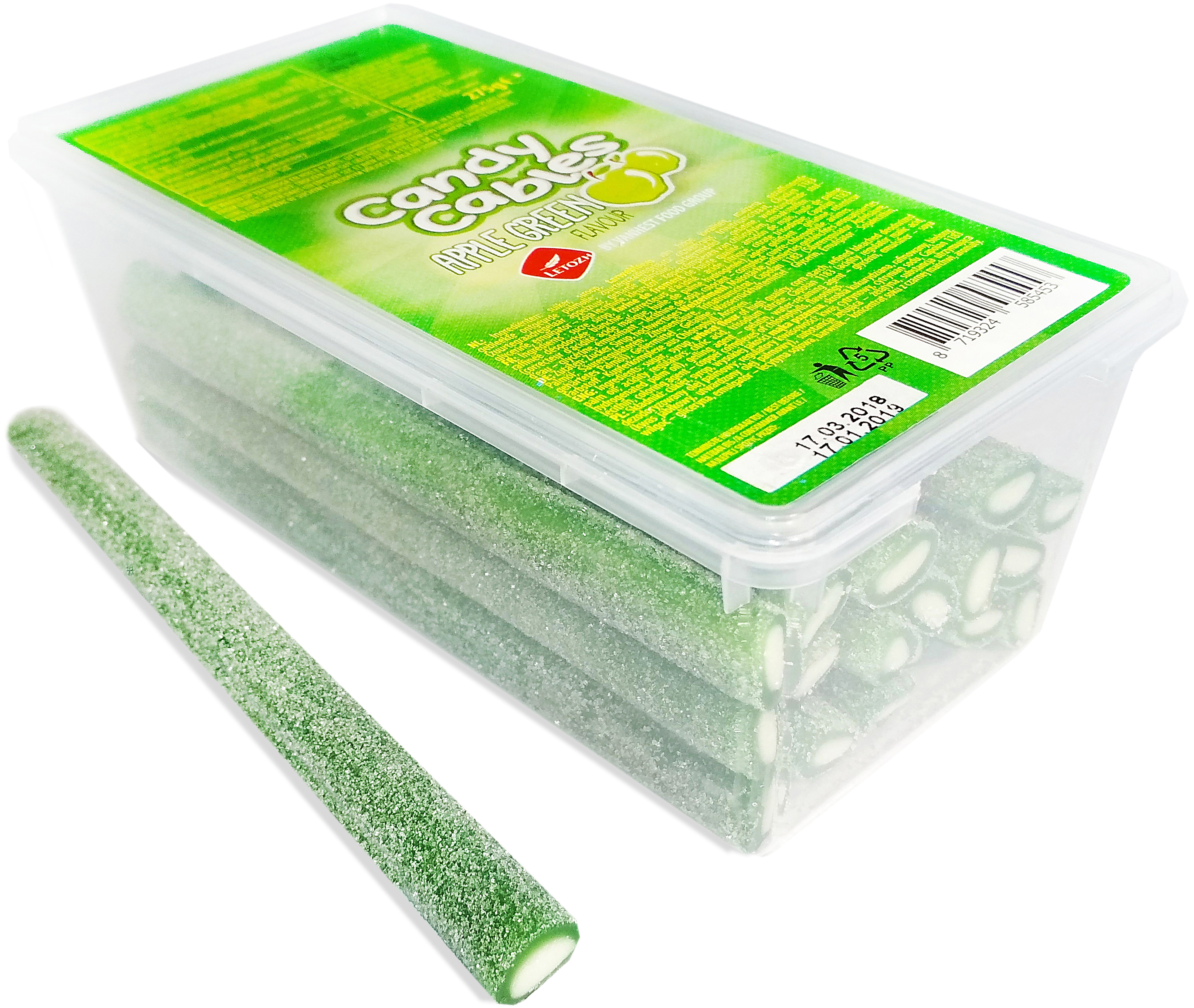 Cables со вкусом green apple flavour sweets in sour-sweet dusting, jelly filled